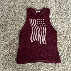 Abercrombie American Flag Maroon Muscle Tee size M - sheer vintage look